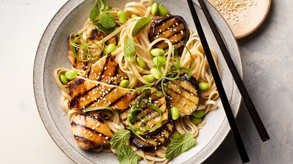 Chicken-teriyaki noodle bowls