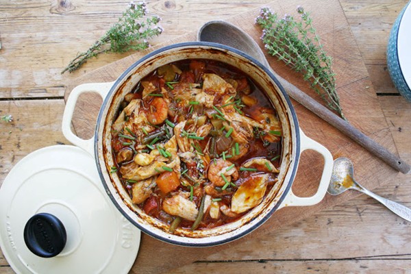 Chicken thigh and shrimp gumbo