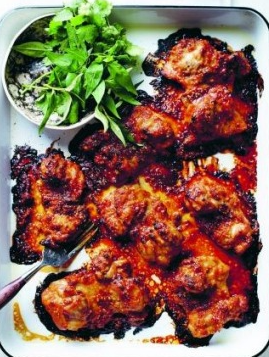 Chicken thighs in hoisin peanut paste