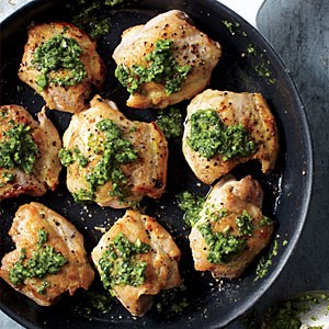 Chicken thighs with cilantro sauce