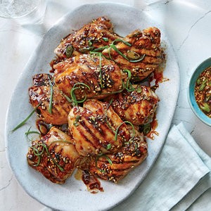 Chicken thighs with ginger-sesame glaze