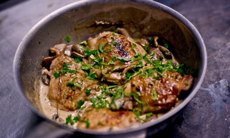 Chicken thighs with mushroom and tarragon sauce