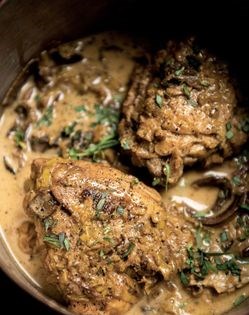 Chicken thighs with porcini and leeks [Gary Gilbert]