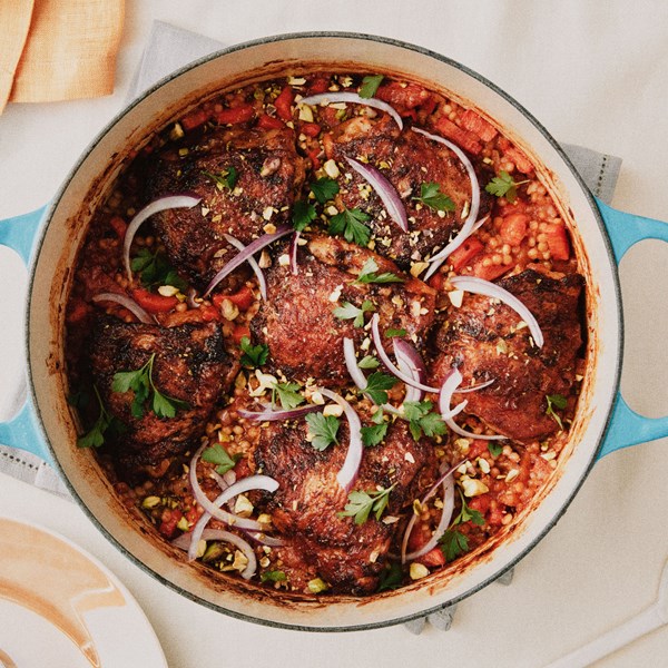 Chicken thighs with spiced couscous and carrots