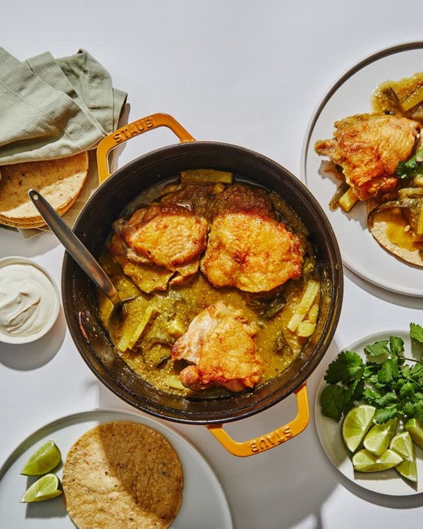 Chicken thighs with zucchini & salsa verde 