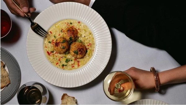 Chicken, thyme and lemon meatballs with celeriac 'risotto'