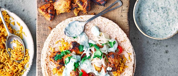 Chicken tikka burritos