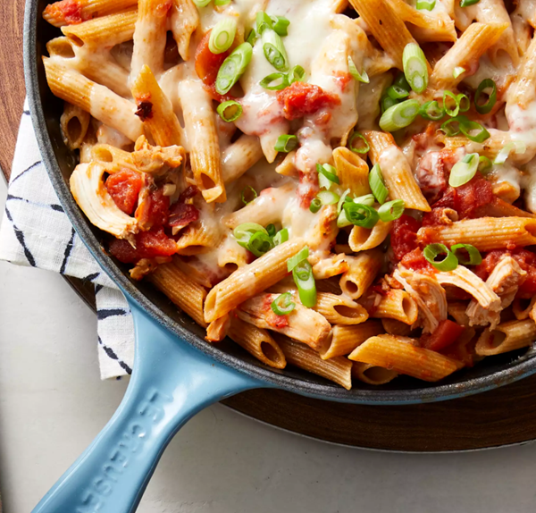 Chicken tinga baked pasta