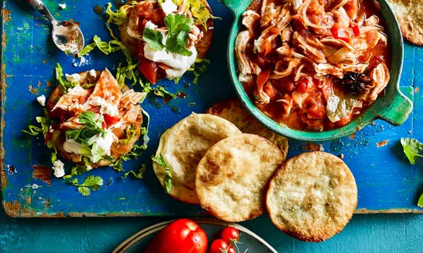 Chicken tinga tostadas