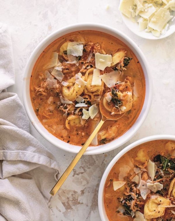 Chicken tortellini soup with fire roasted tomatoes
