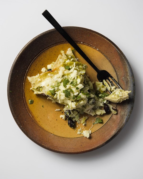 Chicken, tortilla and salsa verde casserole
