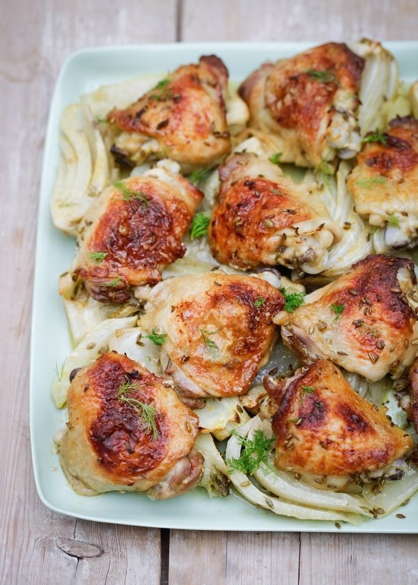 Chicken traybake with bitter orange and fennel
