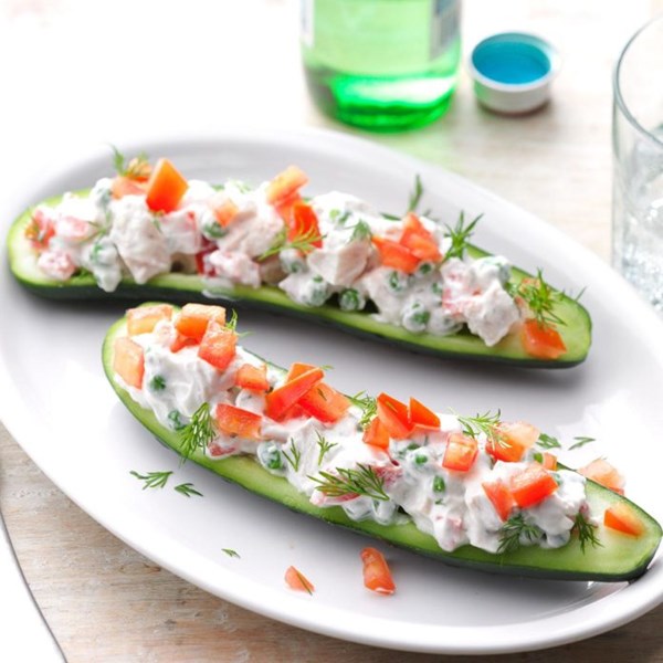 Chicken tzatziki cucumber boats