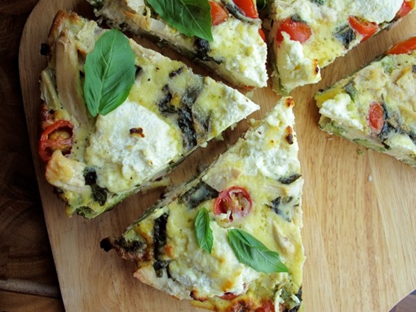 Chicken, vegetable, and ricotta frittata
