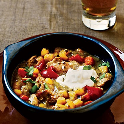Chicken verde stew with hominy
