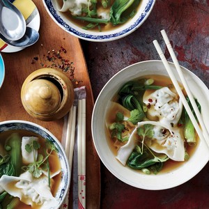 Chicken-watercress wonton soup