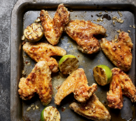 Chicken wings with sweet soy and burnt lime butter