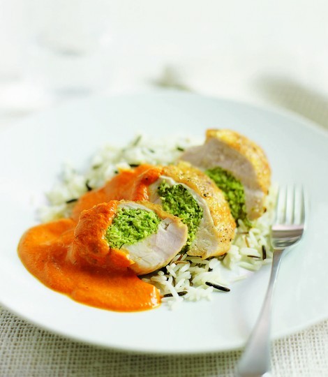 Chicken with asparagus and rice