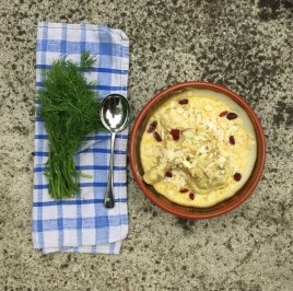 Chicken with barberries, yogurt and orange peel