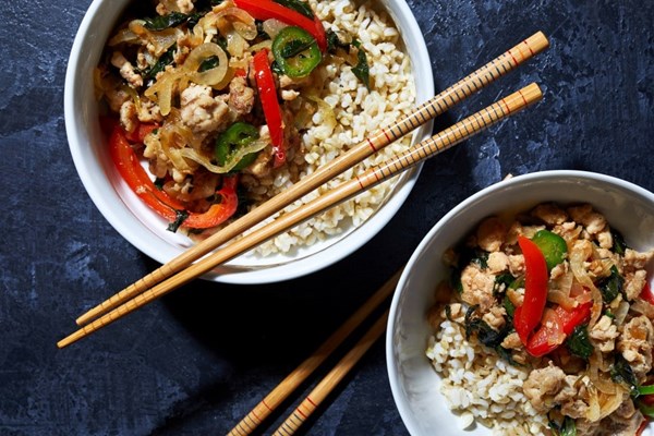 Chicken with basil and chiles