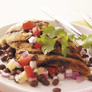 Chicken with black bean salsa