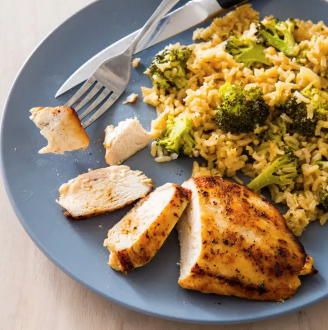 Chicken with broccoli and rice