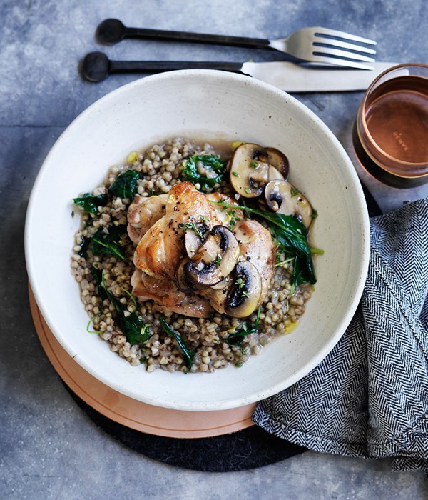 Chicken with buckwheat and mushrooms