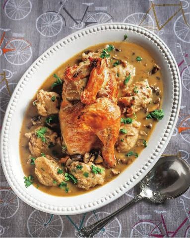 Chicken with buckwheat dumplings in a mushroom broth [Peter Endriss & Chris Pizzulli, 1929]