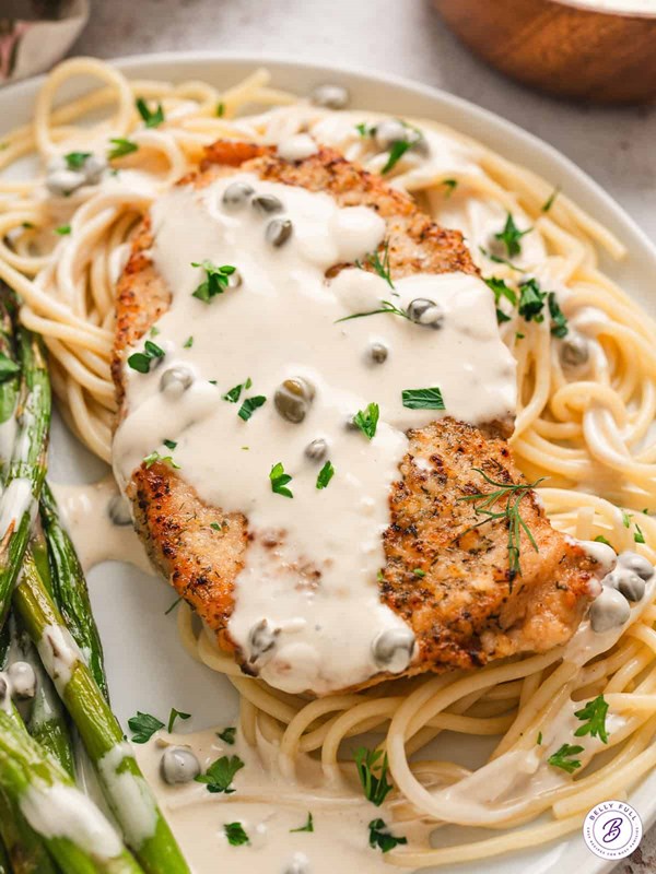 Chicken with caper cream sauce