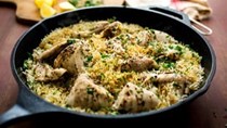 Chicken with caramelized onion & cardamom rice