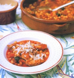 Chicken with chickpeas and chorizo