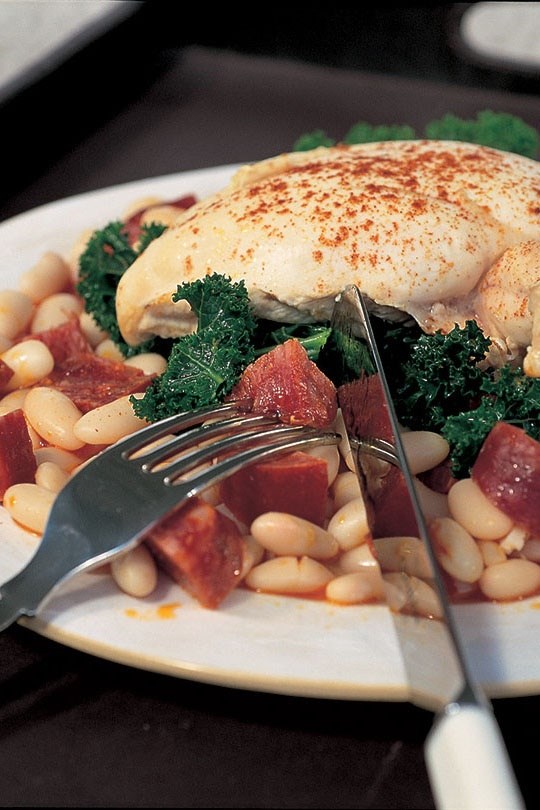 Chicken with chorizo and cannellini beans