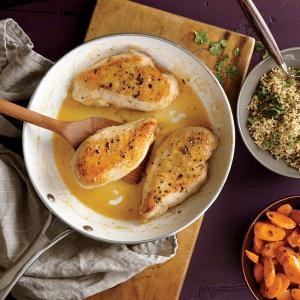 Chicken with citrus sauce and lime-cilantro quinoa