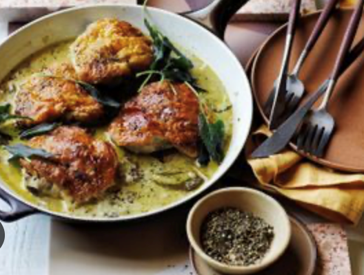 Chicken with creamy mustard and sage sauce