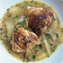 Chicken with fennel and leek