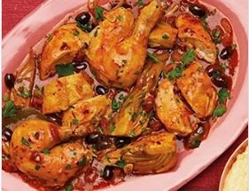 Chicken with fennel, harissa & olives