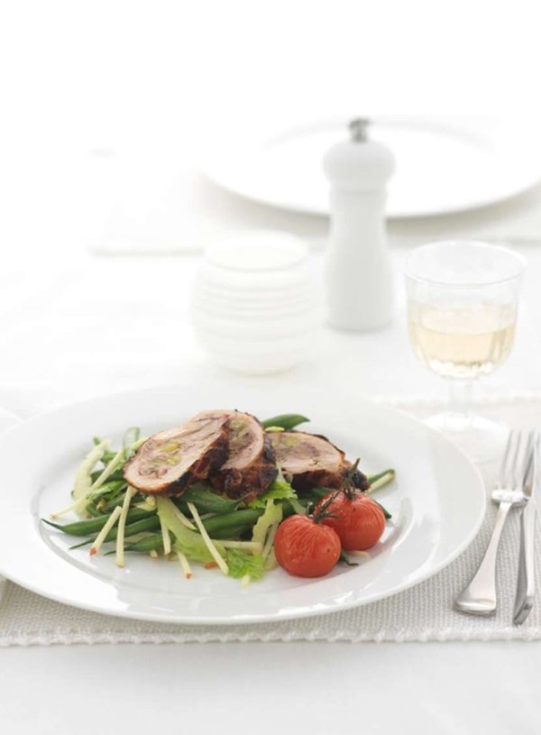 Chicken with goat's cheese, date and pistachio stuffing