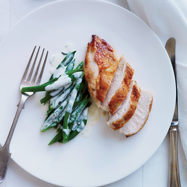 Chicken with green beans in buttermilk-tarragon dressing [Graham Elliot]