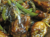 Chicken with green chilies Gansu style (Dàkuài làzi jī /大塊辣子雞)