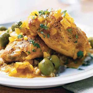 Chicken with green olives