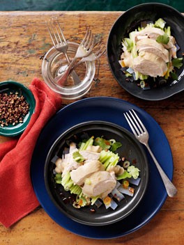 Chicken with house-made noodles and sesame