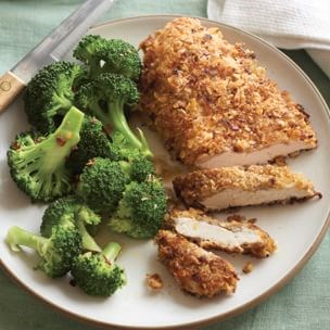 Chicken with mustard and walnut coating