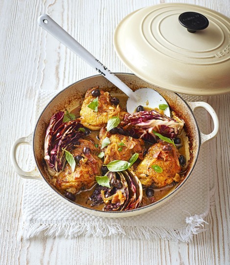 Chicken with olives & radicchio