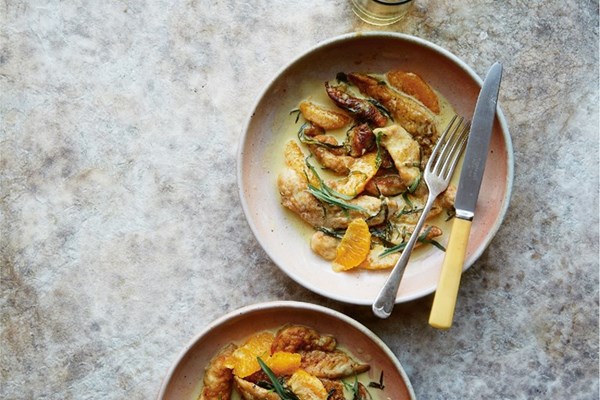 Chicken with orange, cream and tarragon