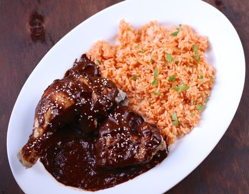 Chicken with puebla-style mole sauce