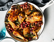 Chicken with roasted grapes, garlic, and rosemary