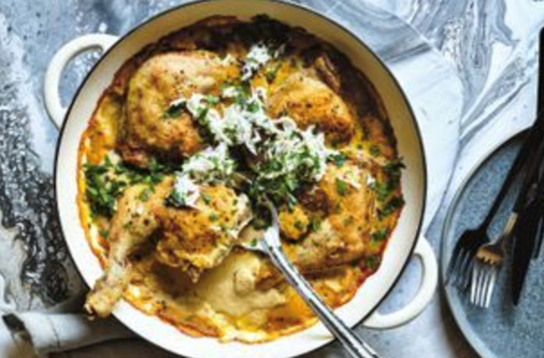 Chicken with saffron and almond sauce (Pollo en pepitoria)