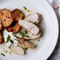 Chicken with sweet potato and spiced yogurt
