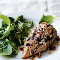 Chicken with tapenade and goat's cheese