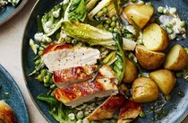 Chicken with tarragon, crème fraîche & summer vegetables